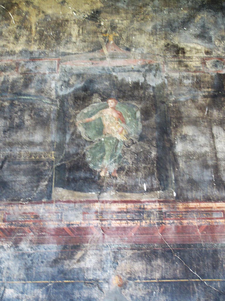 VII.16.1722 Pompeii. May 2012. Oecus 62, painted wall figure of Leda